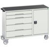 MAINTENANCE TROLLEY 5 DRAWER TOP TRAY LIGHT GREY thumbnail-0