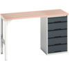 Verso Pedestal Bench 1500 x 600 x 930mm 5 Drawers - Light/Anthracite Grey thumbnail-0