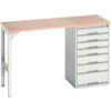 Verso Pedestal Bench 1500 x 600 x 930mm 7 Drawers - Light Grey thumbnail-0