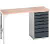 Verso Pedestal Bench 1500 x 600 x 930mm 7 Drawers - Light/Anthracite Grey thumbnail-0