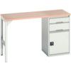 Verso Pedestal Bench 1500 x 600 x 930mm 2 Drawers and 1 Cupboard - Light Grey thumbnail-0