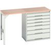 Verso Pedestal Bench 1500 x 600 x 930mm 7 Drawers - Light Grey thumbnail-0