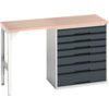 Verso Pedestal Bench 1500 x 600 x 930mm 7 Drawers - Light/Anthracite Grey thumbnail-0