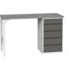 Verso Pedestal Bench 1500 x 600 x 930mm 5 Drawers - Light/Anthracite Grey thumbnail-0