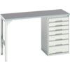 Verso Pedestal Bench 1500 x 600 x 930mm 7 Drawers - Light Grey thumbnail-0