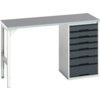 Verso Pedestal Bench 1500 x 600 x 930mm 7 Drawers - Light/Anthracite Grey thumbnail-0