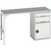 Verso Pedestal Bench 1500 x 600 x 930mm 2 Drawers and 1 Cupboard - Light Grey thumbnail-0