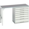 Verso Pedestal Bench 1500 x 600 x 930mm 7 Drawers - Light Grey thumbnail-0