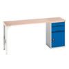 Verso Pedestal Bench 2000 x 600 x 930mm 2 Drawers and 1 Cupboard - Light Grey/Blue thumbnail-0