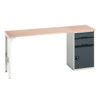 Verso Pedestal Bench 2000 x 600 x 930mm 2 Drawers and 1 Cupboard - Light/Anthracite Grey thumbnail-0