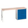 Verso Pedestal Bench 2000 x 600 x 930mm 7 Drawers - Light Grey/Blue thumbnail-0