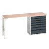 Verso Pedestal Bench 2000 x 600 x 930mm 7 Drawers - Light/Anthracite Grey thumbnail-0