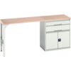 Verso Pedestal Bench 2000 x 600 x 930mm 2 Drawers and 1 Cupboard - Light Grey thumbnail-0