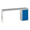 Verso Pedestal Bench 2000 x 600 x 930mm 5 Drawers - Light Grey/Blue thumbnail-0