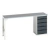 Verso Pedestal Bench 2000 x 600 x 930mm 5 Drawers - Light/Anthracite Grey thumbnail-0