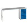 Verso Pedestal Bench 2000 x 600 x 930mm 7 Drawers - Light Grey/Blue thumbnail-0