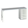 Verso Pedestal Bench 2000 x 600 x 930mm 7 Drawers - Light Grey thumbnail-0