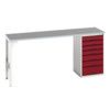 Verso Pedestal Bench 2000 x 600 x 930mm 7 Drawers - Light Grey/Red thumbnail-0