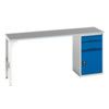 Verso Pedestal Bench 2000 x 600 x 930mm 2 Drawers and 1 Cupboard - Light Grey/Blue thumbnail-0