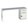 Verso Pedestal Bench 2000 x 600 x 930mm 2 Drawers and 1 Cupboard - Light Grey thumbnail-0