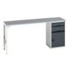 Verso Pedestal Bench 2000 x 600 x 930mm 2 Drawers and 1 Cupboard - Light/Anthracite Grey thumbnail-0