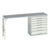 Verso Pedestal Bench 2000 x 600 x 930mm 7 Drawers - Light Grey thumbnail-0