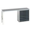 Verso Pedestal Bench 2000 x 600 x 930mm 7 Drawers - Light/Anthracite Grey thumbnail-0