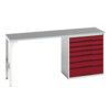 Verso Pedestal Bench 2000 x 600 x 930mm 7 Drawers - Light Grey/Red thumbnail-0