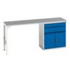 Verso Pedestal Bench 2000 x 600 x 930mm 2 Drawers and 1 Cupboard - Light Grey/Blue thumbnail-0