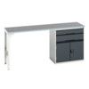 Verso Pedestal Bench 2000 x 600 x 930mm 2 Drawers and 1 Cupboard - Light/Anthracite Grey thumbnail-0