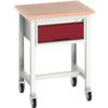 Verso 700 x 600 x 930mm Mobile Workstation and Drawer - Light Grey/Red thumbnail-0