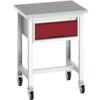 Verso 700 x 600 x 930mm Mobile Workstation and Drawer - Light Grey/Red thumbnail-0