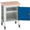 Verso 700 x 600 x 930mm Mobile Workstation and Cupboard - Light Grey/Blue thumbnail-0