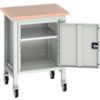 Verso 700 x 600 x 930mm Mobile Workstation and Cupboard - Light Grey thumbnail-0