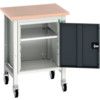 Verso 700 x 600 x 930mm Mobile Workstation and Cupboard - Light/Anthracite Grey thumbnail-0