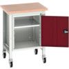 Verso 700 x 600 x 930mm Mobile Workstation and Cupboard - Light Grey/Red thumbnail-0