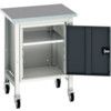 Verso 700 x 600 x 930mm Mobile Workstation and Cupboard - Light/Anthracite Grey thumbnail-0