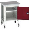 Verso 700 x 600 x 930mm Mobile Workstation and Cupboard - Light Grey/Red thumbnail-0