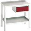 Verso Welded Bench 1000x600x910mm Steel Worktop - Light Grey/Red thumbnail-0