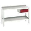 Verso Welded Bench 1500x600x910mm Steel Worktop - Light Grey/Red thumbnail-0