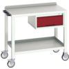 Verso Welded Bench 1000 x 600 x 910mm Steel Worktop - Light Grey/Red thumbnail-0