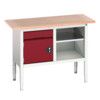 Verso Height Adjustable Storage Bench 1250x600x830-930mm - Light Grey/Red thumbnail-0