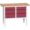 Verso Height Adjustable Storage Bench 1250x600x830-930mm - Light Grey/Red thumbnail-0