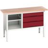 Verso Height Adjustable Storage Bench 1500x600x830-930mm - Light Grey/Red thumbnail-0