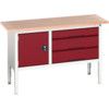 Verso Height Adjustable Storage Bench 1500x600x830-930mm - Light Grey/Red thumbnail-0