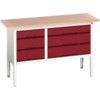 Verso Height Adjustable Storage Bench 1500x600x830-930mm - Light Grey/Red thumbnail-0