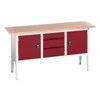 Verso Height Adjustable Storage Bench 1750x600x830-930mm - Light Grey/Red thumbnail-0