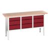 Verso Height Adjustable Storage Bench 1750x600x830-930mm - Light Grey/Red thumbnail-0