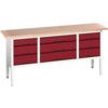 Verso Height Adjustable Storage Bench 2000x600x830-930mm - Light Grey/Red thumbnail-0