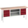 Verso Height Adjustable Storage Bench 2000x600x830-930mm - Light Grey/Red thumbnail-0